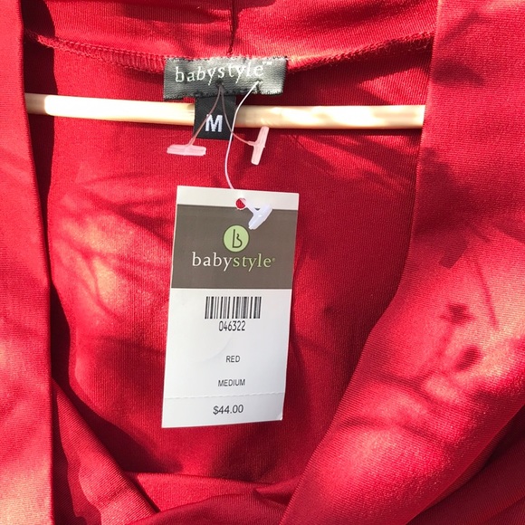 NWT BabyStyle Red Maroon Burgundy Wine LS Cowl Neck Top Shirt Maternity M Medium - Picture 4 of 12